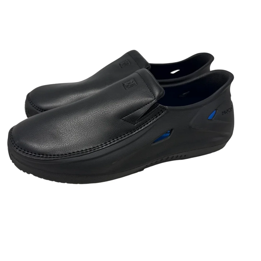 MOZO M22021 Sharkz II Mens 10 Slip Resistant Work Black Shoes For Crews Slip On